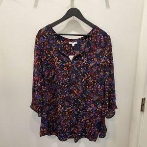 NWT 3x blouse in paisley and bird multi print